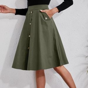 NWOT - XS Army Green Button Down Skirt